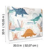 4203-27545 Prehistoric Dino Orange Whimsical Wallpaper