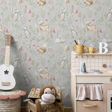 4203-27546 Forest Animals Grey Whimsical Wallpaper