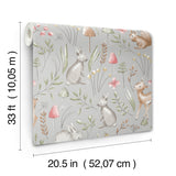 4203-27546 Forest Animals Grey Whimsical Wallpaper