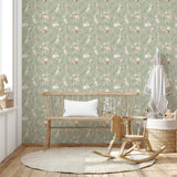 4203-27547 Forest Animals Sage Whimsical Wallpaper