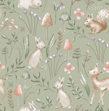 4203-27547 Forest Animals Sage Whimsical Wallpaper