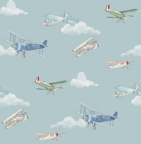 4203-27548 Aeroplanes Blue Skies Wallpaper