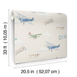4203-27549 Aeroplanes Beige Skies Wallpaper