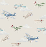 4203-27549 Aeroplanes Beige Skies Wallpaper