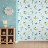4203-27550 Magical Dragons Blue Fantastical Wallpaper