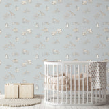 4203-27551 Safari Babies Blue Animal Wallpaper