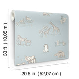 4203-27551 Safari Babies Blue Animal Wallpaper