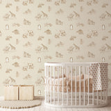  4203-27553 Safari Babies Beige Animal Wallpaper