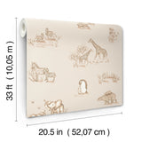  4203-27553 Safari Babies Beige Animal Wallpaper
