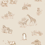  4203-27553 Safari Babies Beige Animal Wallpaper