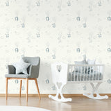4203-27554 Floating Balloons Light Blue Animal Wallpaper