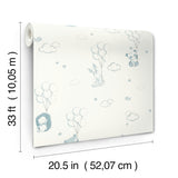 4203-27554 Floating Balloons Light Blue Animal Wallpaper