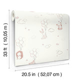 4203-27555 Floating Balloons Pink Animal Wallpaper