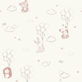 4203-27555 Floating Balloons Pink Animal Wallpaper