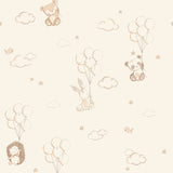 4203-27556 Floating Balloons Light Brown Animal Wallpaper