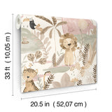 4203-27557 In The Jungle Pink Animal Friends Wallpaper