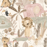 4203-27557 In The Jungle Pink Animal Friends Wallpaper