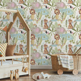 4203-27558 In The Jungle Multicolor Animal Friends Wallpaper