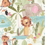 4203-27558 In The Jungle Multicolor Animal Friends Wallpaper