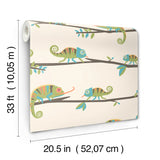 4203-27559 Chameleon Family Green Canopy Stroll Wallpaper