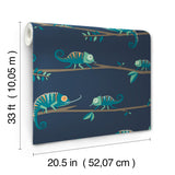 4203-27560 Chameleon Family Navy Canopy Stroll Wallpaper