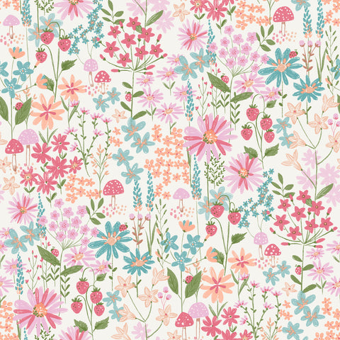  4203-27561 Flower Garden Pink Blossoms Wallpaper