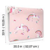 4203-27565 Rainbow Unicorn Pink Fantastical Wallpaper