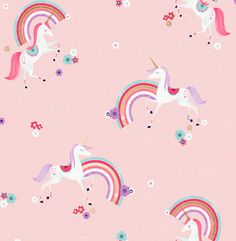 4203-27565 Rainbow Unicorn Pink Fantastical Wallpaper