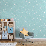 4203-27567 Twinkle Light Blue Starry Skies Wallpaper