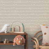  4203-27569 Wiggle Line Taupe Stripe Wallpaper