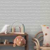 4203-27570 Wiggle Line Grey Stripe Wallpaper
