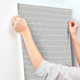  4203-27570 Wiggle Line Grey Stripe Wallpaper