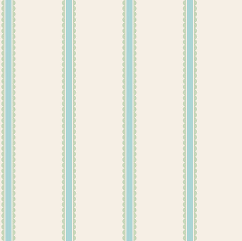 4203-27573 Bobbin Stripe Aqua Scalloped Wallpaper