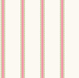  4203-27574 Bobbin Stripe Fuchsia Scalloped Wallpaper
