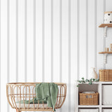 4203-27577 Bobbin Stripe Grey Scalloped Wallpaper