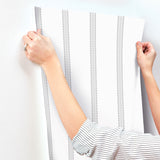 4203-27577 Bobbin Stripe Grey Scalloped Wallpaper