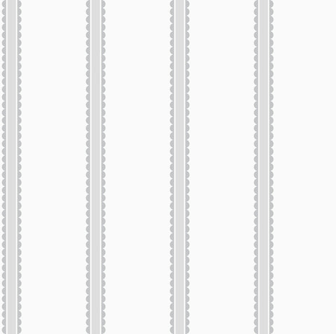 4203-27577 Bobbin Stripe Grey Scalloped Wallpaper