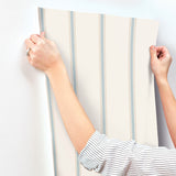 4203-27578 Bobbin Stripe Light Blue Scalloped Wallpaper