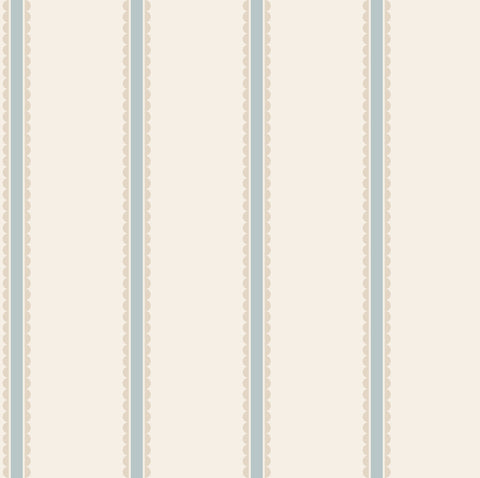4203-27578 Bobbin Stripe Light Blue Scalloped Wallpaper