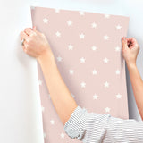 4203-27582 Starry Motif Pink Geometric Wallpaper