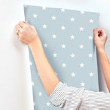 4203-27583 Starry Motif Light Blue Geometric Wallpaper