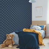 4203-27584 Starry Motif Dark Blue Geometric Wallpaper
