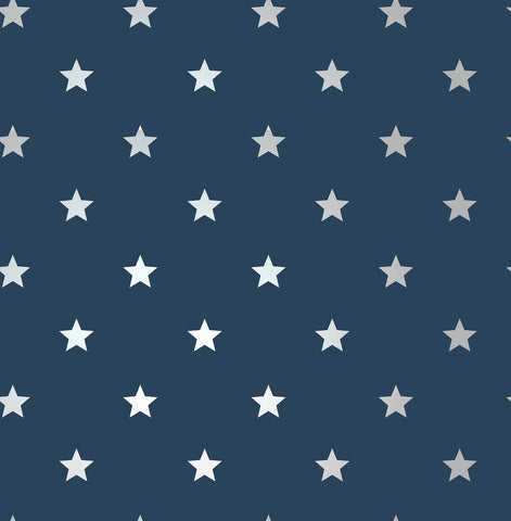 4203-27584 Starry Motif Dark Blue Geometric Wallpaper