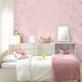 4203-27585 Metallic Geo Pink Triangles Wallpaper