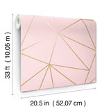 4203-27585 Metallic Geo Pink Triangles Wallpaper