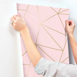 4203-27585 Metallic Geo Pink Triangles Wallpaper