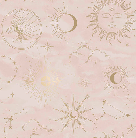 4203-27588 Mystic Pink Celestial Wallpaper