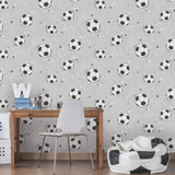 4203-27590 Footballs Grey Soccer Wallpaper