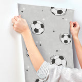 4203-27590 Footballs Grey Soccer Wallpaper