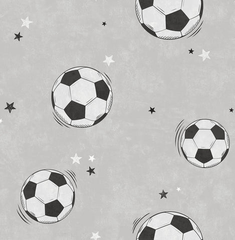 4203-27590 Footballs Grey Soccer Wallpaper